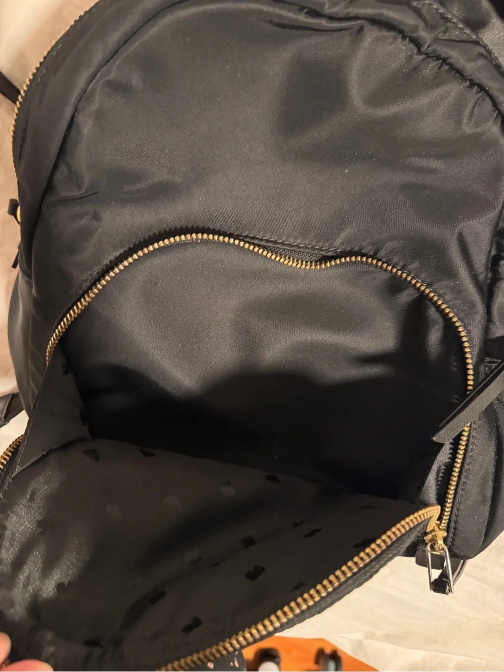 kate spade black nylon mini backpack with gold hardware